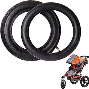 12 1/2 x2 1/4 Tire and Tube Set and 12.5'' x 1.75/2.15 Front Wheel, Compatible with BOB Stroller Revolution Se Pro Flex Jogging Duallie Stroller, Heavy Duty Thorn Resistant Front Wheel Inner Tire