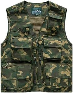 Men's & Youth Outdoor Fishing Vest,Khaki Camo Work Safari Travel Photography Vests,Family Matching Hiking Waistcoat,XL(US XS)