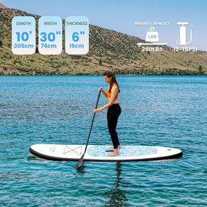FEATH-R-LITE 10' Inflatable Stand Up Paddle Board – Ultra-Light SUP Kit with Paddle, Pump, Backpack, Leash