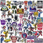 Transformers 50ct Vinyl Large Deluxe Stickers Variety Pack - Laptop, Water Bottle, Scrapbooking, Tablet, Skateboard, Indoor/Outdoor - Set of 50