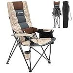 XGEAR Adjustable Oversized Camping Chair High Luxury Padded Seat Hard Arm Chair with Cup Holder, with Lumbar Back Support 400 LBS High Back Camping Chairs for Adult for Outdoor Garden Picnic