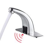 Gangang Touchless Bathroom Sink Faucet, Hands Free Automatic Motion Sensor Touchless Faucet with Hole Cover Plate for Commercial or Household, Chrome