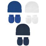 Snegyu Cotton Newborn Hospital Hat Baby Hat and Anti Scratch Mittens Set for 0-3 Months Newborn Baby Boys Girls Essentials Bonnet Infant Beanie Caps and Gloves 6pcs