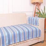 STITCHNEST Woven Sofa Cover for 3 Seater (70 x 60 Inches) – Multicolor Cotton Fabric with Tassels | Ethnic Striped Design | Washable Sofa Cover for Living Room Décor