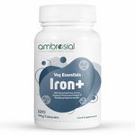 Ambrosial Iron Tablets High Strength 25mg| Iron Supplement for Women & Men| Blood Support & Helps Reduce Tiredness & Fatigue | Enhanced Absorption & Non - Constipating (Pack of 1-120 Capsules)