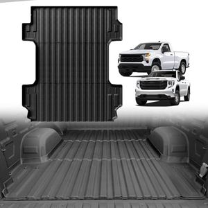 TripleAliners Truck Bed Mat Compatible with 2019-2025 Chevy Silverado 1500/GMC Sierra 1500 Accessories 6.6FT Vehicle Perfectly Flush All Weather Protection TPE Heavy Duty Pickup Bed Cargo Mat