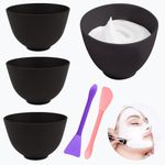 Rowcay 4 Pcs Diy Silicone Facial Mask Mixing Bowl, 3.93 Inch Microwavable Home Use Facial Bowl with Double-ended Stirring Bar, Facial Mud Bowl for Facial Mask, Mud Mask and Other Skincare Products