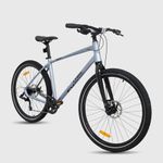 27.5" Road Bike, 8 Speed Gear Change, 27.5" Wheels, Aluminum Frame, Suspension Fork and Mechanical Disc Brake, Bicycle, Grey