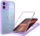 Skyhewen for iPhone 11 Case Built-in Screen Protector, 360°Full Body Military Grade Drop Protection Transparent Silicone Rugged Bumper Cover Clear Phone Case for iPhone 11, Purple