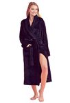 Women’s Comfortable Fleece Bathrobe – Plush Soft Robe for Women (L/XL, Black)