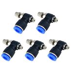 Sydien Quick Connect Air Hose Fittings 5Pcs 6mm Tube to M5 Male Thread Push in to Connect Fittings Pneumatic Flow Speed Control, Air Flow Control Valve