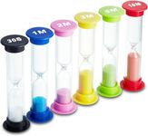 Sand Timer 6 Colors Hourglass Sandglass Sand Clock Timer 30sec / 1min, 2mins, 3mins, 5mins / 10mins (Pack of 6). For Classroom Game Home Office, Toothbrush Timer for Children Kids