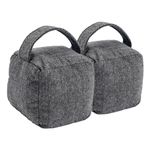 Nicola Spring Home Interior Doorstop - 16 x 16cm - Grey - Pack of 2 - Decorative Herringbone Patterned Floor Mounted Door Stop Fabric Doorstoppers with Handle for Home, Office