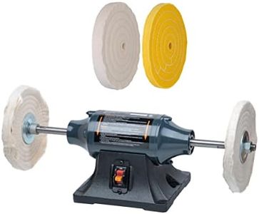 POWERTEC 8-Inch Bench Buffer Jewelry Polisher - Includes 4PCs 80Ply Thic Buffing Wheels | Slow Speed Long Shaft Benchtop Machine for Polishing Metal, Jewelry, Knives, Wood, Jade, and Plastic (BF800C)