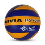 Nivia Spotvolley/Leather Pasted Volleyball/18 Panel/for Indoor/Outdoor Surfaces/Match Ball/for Men/Women/Size - 4 (Multicolour)