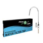 FilterLogic Faucet Quarter Turn Lever Compact Kitchen Sink Drinking Water Filter Tap RO, Stainless Steel Swan, Chrome