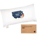 Buddy Toddler Pillow with Pillowcase - 25x45 My Little Dreamy Mini Pillow, Toddler Pillows for Sleeping, Kids Pillow, Small Pillows, Travel Pillows for Sleeping,Toddler Bed Pillows,Age 2-5(Soft White)