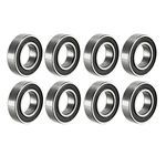 sourcing map 6800-2RS Deep Groove Ball Bearing Double Sealed 1180800, 10mm x 19mm x 5mm Carbon Steel Bearings (Pack of 8)