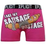 Xplicit 2k20Sep Mens Boys By Crosshatch Novelty Rude Boxer Trunks Shorts Underwear Funny[Hostage - Pink,L]