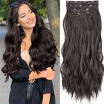 Samtress Clip in Hair Extensions 20 Inch Hair Extensions Clip in 4 PCS Long Wavy Clip Extension Synthetic Fiber Hairpieces Hair for Women (#2)