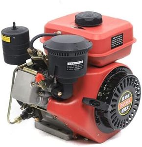 Futchoy 4 Stroke Diesel Engine Single Cylinder, 168F 196cc Single Cylinder Air Cooled Diesel Engine for Small Agricultural Machinery,Small Walking Tractor,Irrigation Red(3HP）