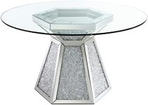 Coaster Home Furnishings Quinn Hexagon Pedestal Glass Top Dining Table Mirror