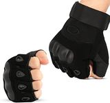 Frackson Nylon Tactical Half Finger Gloves for Sports, Hard Knuckle,Gym,Hiking,Cycling,Travelling,Camping,Outdoor,Boxing, Motorcycle Riding, Arm Shooting Gym Gloves Black Colour (Medium Size)