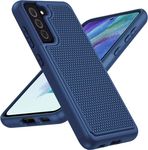 JXVM for Samsung Galaxy S21 FE Case: Dual Layer Protective Heavy Duty Cell Phone Cover Shockproof Rugged with Non Slip Textured Back - Military Protection Bumper Tough - 6.4inch (Blue Navy)