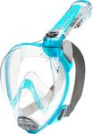 Cressi Duke Full Face Snorkel Dry Mask - Available in Standard Version or with Action Cam Holder, Adult Unisex,Clear/Aquamarine,S/M