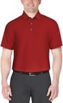 PGA TOUR Men's Airflux Solid Mesh Short Sleeve Golf Polo Shirt (Sizes S-4x), Chili Pepper, X-Large