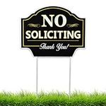 Signs Authority No Soliciting Outdoor Yard Sign for Home, House and Business | Stylish Laser Cut | Stop Solicitation, Deter Door Knockers and Bell Ringers (Coro, 11.5"x9", Pack of 1)