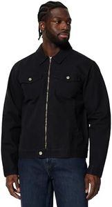 Amazon Essentials Men's Cotton Canvas Zip-Front Trucker Jacket, Black, Small
