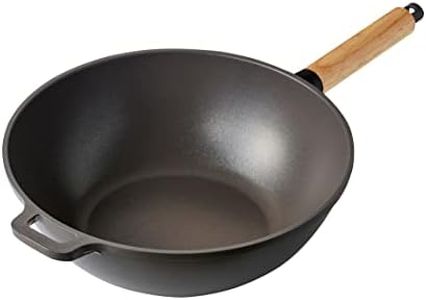 Dr.HOWS Bosque Nonstick Wok 11 inch - Large Stir Fry Pan with Oakwood Handle - Triple Coated Ready for Heavy-Duty Home and Professional Use - Lightweight, All Stoves and Induction