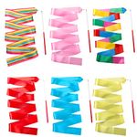 Homo Trends 6Pcs Dance Ribbons, 6 Colors Rhythmic Gymnastic Ribbon for Kids Baton Twirling, Dancing Streamers