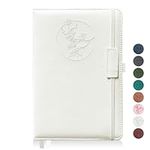 Mlife Notebook Journal for Women Men,256 Pages A5 Hardcover Leather Journaling Notebooks for Work,lined journal/notebook with 100Gsm Paper,Pen Holder and inner pocket 5.8"×8.4"(white)