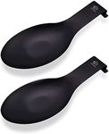 Vila KuChe Stainless Steel Spoon Rest for Kitchen Spoon Holder Counter Cooking Utensil Rest Spoon Heavy Duty Dishwasher Safe 2pcs(Black)