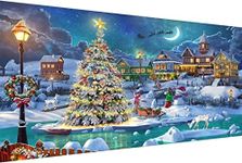 Christmas Night Diamond Painting Kits，5D DIY Diamond Art Kits Full Drill Crystal Rhinestone Arts and Crafts, Gem Art Paint with Diamonds for Home Wall Decor 27.5 X 15.7inch