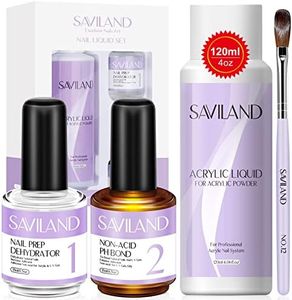 Saviland Kit Monomero Liquido Acrilico - 120ML Liquido Acrilico per Unghie con Disidratatore per Unghie e PH Bond Non Acido Pennello per Unghie in Acrilico Kit per Unghie