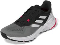 adidas Men's Terrex Soulstride Trail Running Sneaker, Grey/Dash Grey/Pure Ruby, 10