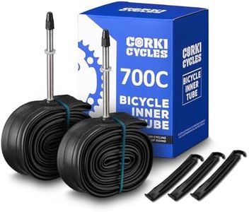 Corki Cycles Road Bike Tubes 700 x 23c 24c 25c 28c 30c 32c 35c 37c 38c 40c 42c 43c, 28" 700c Bike Tube, Presta/Schrader Valve 48mm 60mm 80mm 2 Pack