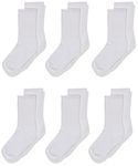 Jefferies Socks Girls' Half-Cushion Seamless Socks (Pack of 6), White, L