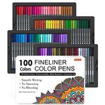 Shuttle Art Fineliners, 100 Colours Colouring Pens Set, 0.4mm Extra Fine Tip Coloured Pens Perfect for Colouring Books, Drawing Details Journaling, Writing Notes at Home School Office