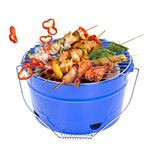 Uten Portable BBQ Grill, Premium Charcoal Grill Table Grill Stainless Steel Barbecue Charcoal Grill for Outdoor Camping Blue