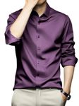 IndoPrimo Men's Stylish Solid Satin Casual Shirt for Men Full Sleeve (in, Alpha, M, Regular, Purple)