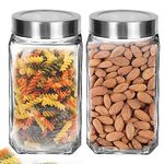 Cube Storage Glass Jar, Set of 2, 1000 ml Each, Transparent | BPA Free | Storage Jar | Kitchen Organizer Modular | Multipurpose Jar (Cube Jare)