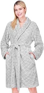 PAVILIA Light Gray Womens Robes Lightweight Plus Size, Knee Length Plush Fluffy Shower Bathrobe for College Dorm Ladies, Soft Fuzzy Cozy with Pockets, 2XL/3XL
