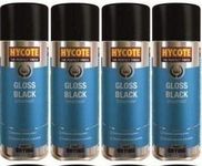 Hycote XUK0272 Gloss Black Fast Drying Spray Paint 400ml X 4