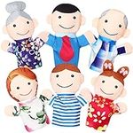 6 Pcs Family Style Hand Puppets Soft Plush Puppets Family Members Cute Hand Puppets Toys for Teachers Parents Shows Story Time Playtime Schools, Grandparents, Mom, Dad, Brother, Sister