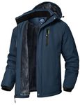 YSENTO Mens Waterproof Winter Fleece Coats Outdoor Warm Windproof Jacket Walking Hiking Coats with Detachable Hood(Denim Blue,XL)