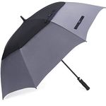 G4Free 62 Inch Automatic Open Golf Umbrella Extra Large Oversize Double Canopy Vented Windproof Waterproof Stick Umbrellas(Black/Grey)